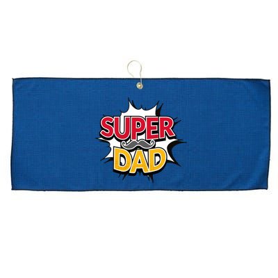 Super Dad With Moustache Fathers Day Large Microfiber Waffle Golf Towel