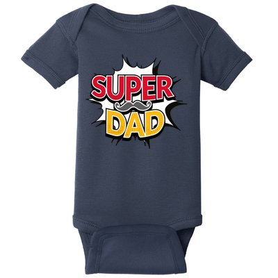 Super Dad With Moustache Fathers Day Baby Bodysuit