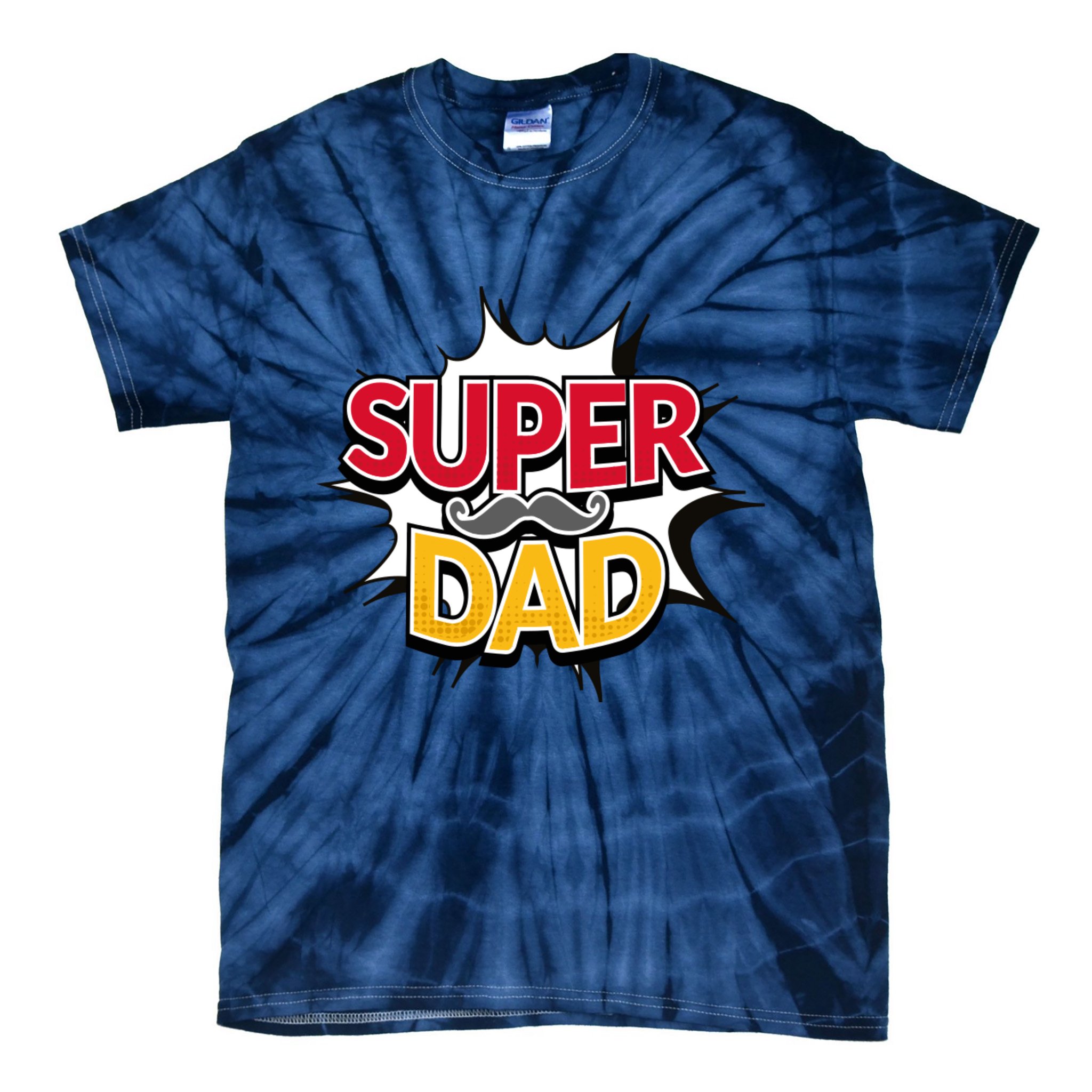 Super Dad With Moustache Fathers Day Tie-Dye T-Shirt