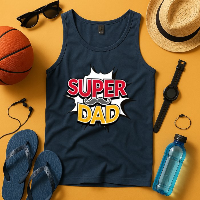 Super Dad With Moustache Fathers Day Tank Top