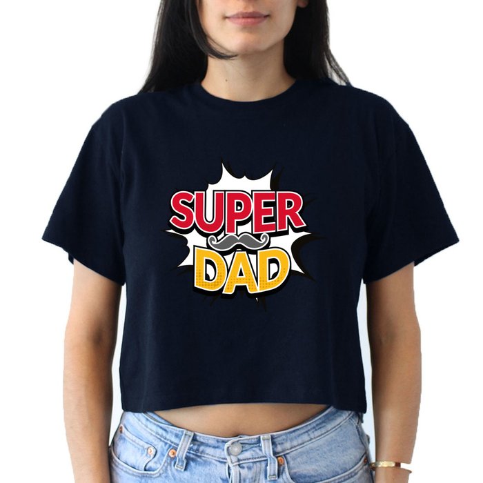 Super Dad With Moustache Fathers Day Crop Top
