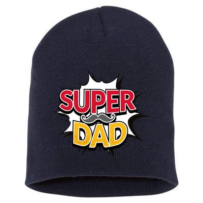 Super Dad With Moustache Fathers Day Short Acrylic Beanie