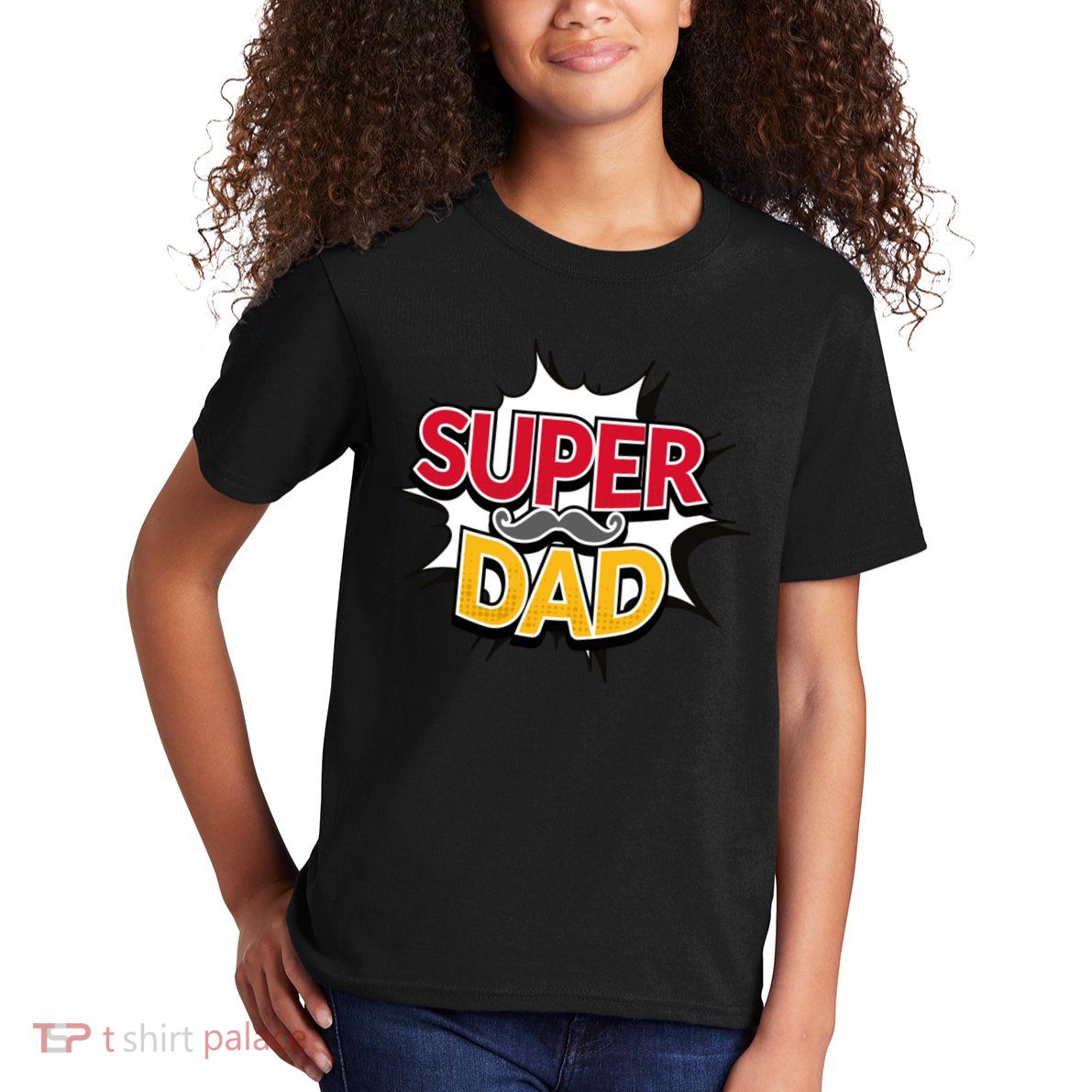 Super Dad With Moustache Fathers Day Kids T-Shirt