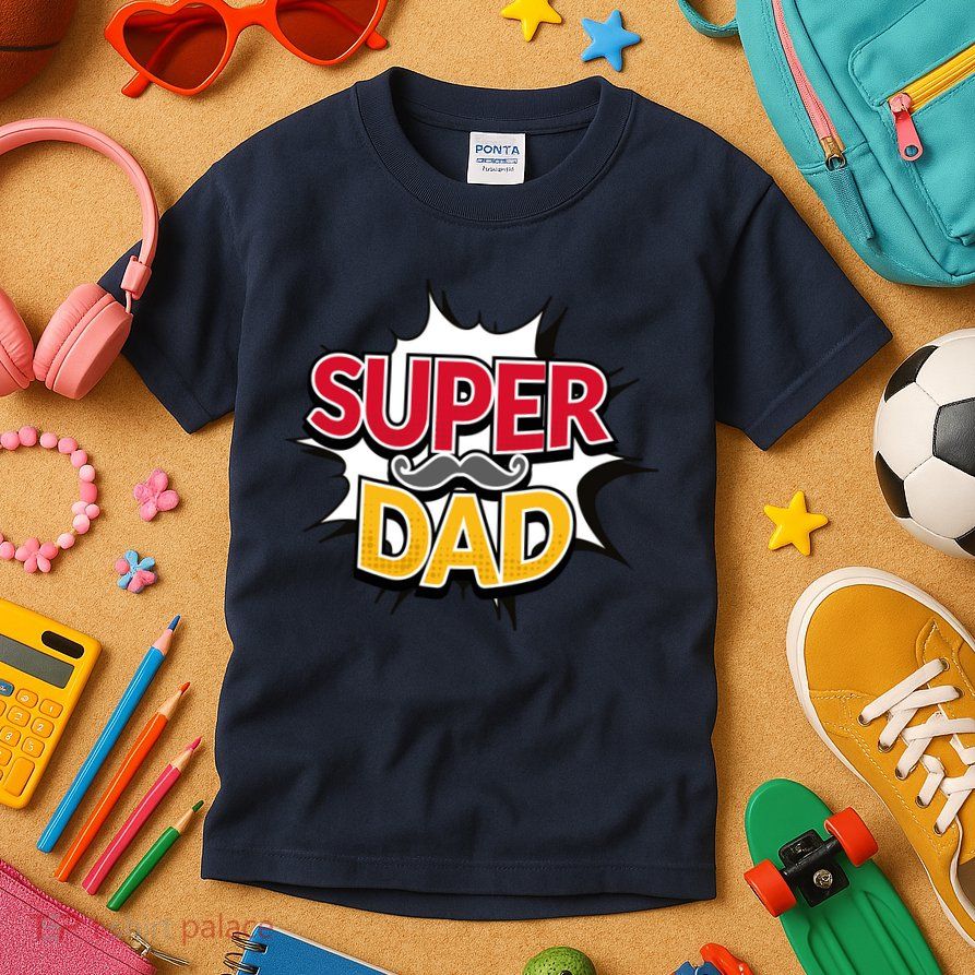 Super Dad With Moustache Fathers Day Kids T-Shirt