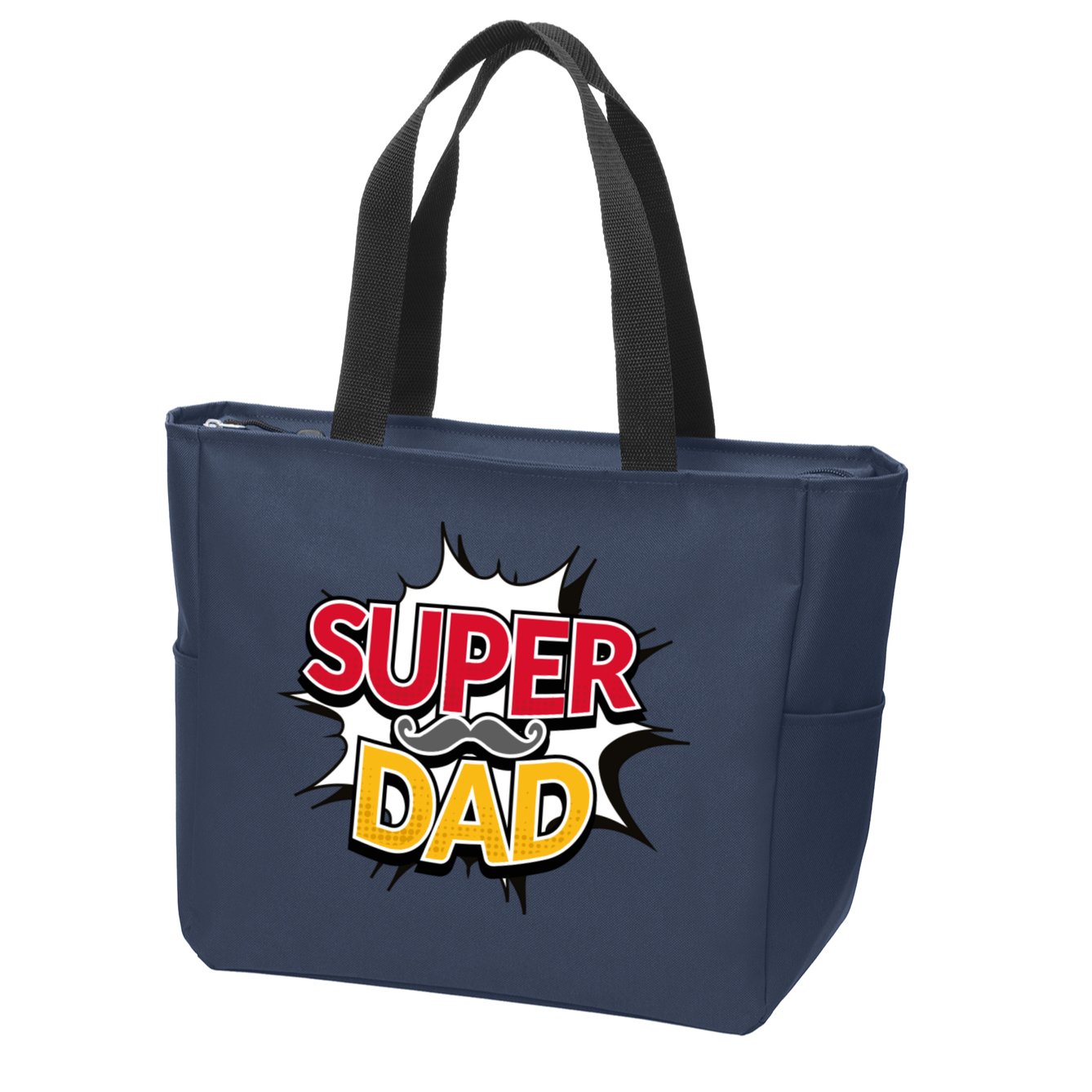 Super Dad With Moustache Fathers Day Zip Tote Bag