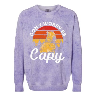 Sunset Dont Worry Be Capy Cute Capybara Colorblast Crewneck Sweatshirt