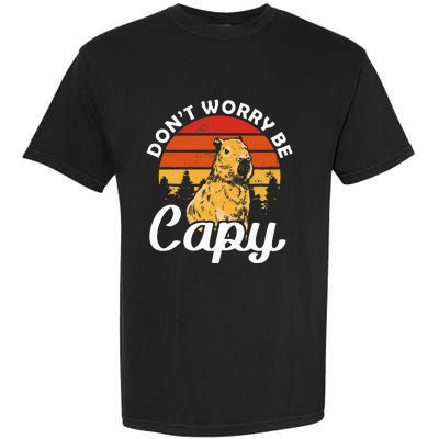 Sunset Dont Worry Be Capy Cute Capybara Garment-Dyed Heavyweight T-Shirt