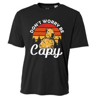 Sunset Dont Worry Be Capy Cute Capybara Cooling Performance Crew T-Shirt