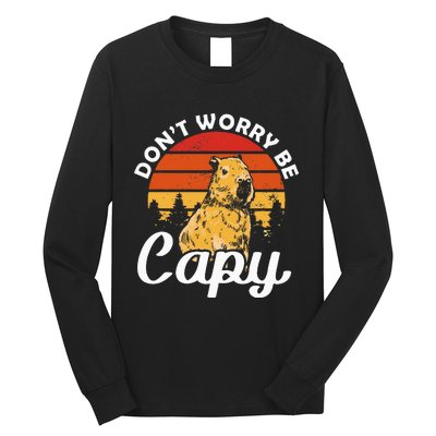 Sunset Dont Worry Be Capy Cute Capybara Long Sleeve Shirt