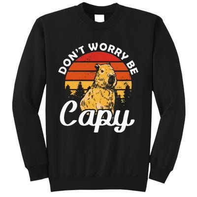 Sunset Dont Worry Be Capy Cute Capybara Sweatshirt