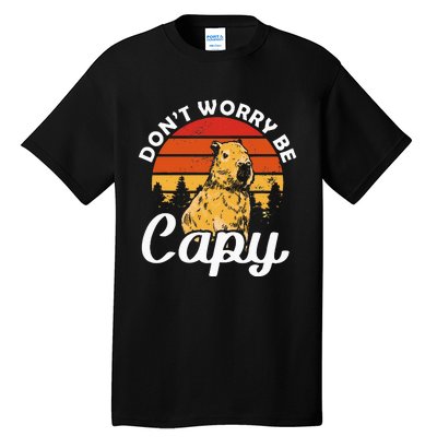 Sunset Dont Worry Be Capy Cute Capybara Tall T-Shirt