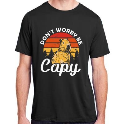 Sunset Dont Worry Be Capy Cute Capybara Adult ChromaSoft Performance T-Shirt