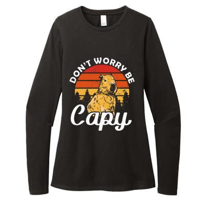 Sunset Dont Worry Be Capy Cute Capybara Womens CVC Long Sleeve Shirt