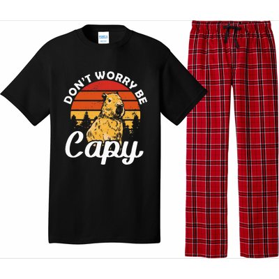 Sunset Dont Worry Be Capy Cute Capybara Pajama Set