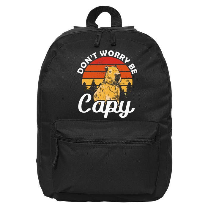 Sunset Dont Worry Be Capy Cute Capybara 16 in Basic Backpack