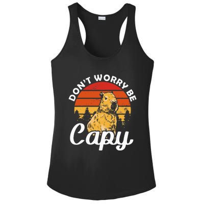 Sunset Dont Worry Be Capy Cute Capybara Ladies PosiCharge Competitor Racerback Tank