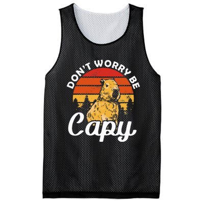 Sunset Dont Worry Be Capy Cute Capybara Mesh Reversible Basketball Jersey Tank