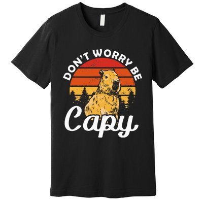 Sunset Dont Worry Be Capy Cute Capybara Premium T-Shirt