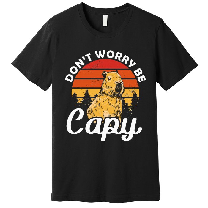 Sunset Dont Worry Be Capy Cute Capybara Premium T-Shirt