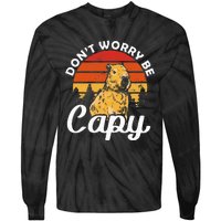 Sunset Dont Worry Be Capy Cute Capybara Tie-Dye Long Sleeve Shirt