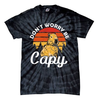 Sunset Dont Worry Be Capy Cute Capybara Tie-Dye T-Shirt