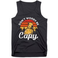 Sunset Dont Worry Be Capy Cute Capybara Tank Top