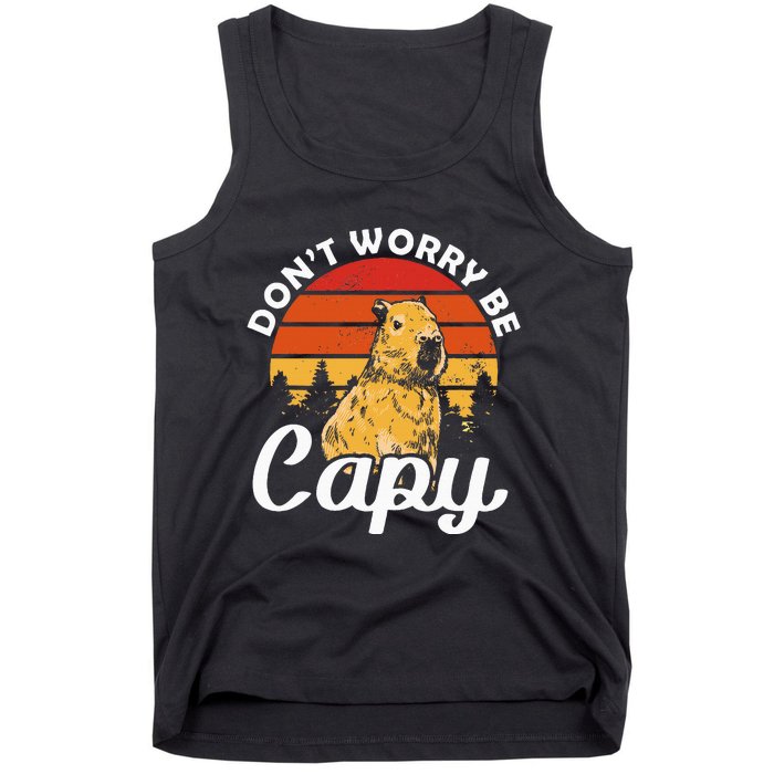 Sunset Dont Worry Be Capy Cute Capybara Tank Top