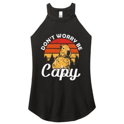 Sunset Dont Worry Be Capy Cute Capybara Women's Perfect Tri Rocker Tank