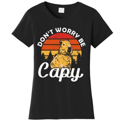 Sunset Dont Worry Be Capy Cute Capybara Women's T-Shirt