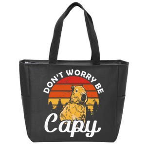 Sunset Dont Worry Be Capy Cute Capybara Zip Tote Bag