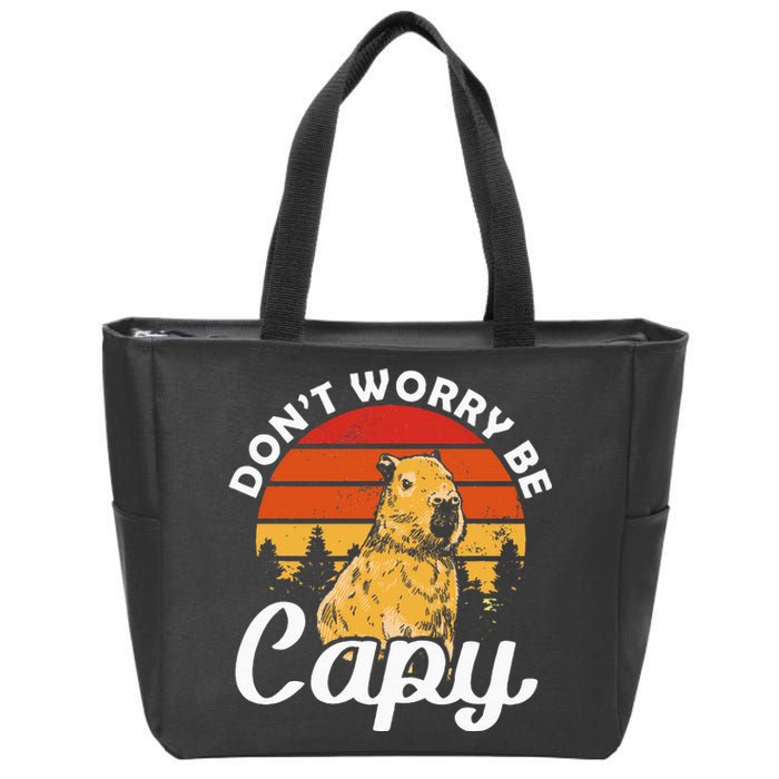 Sunset Dont Worry Be Capy Cute Capybara Zip Tote Bag