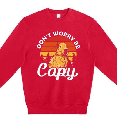 Sunset Dont Worry Be Capy Cute Capybara Premium Crewneck Sweatshirt