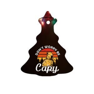 Sunset Dont Worry Be Capy Cute Capybara Ceramic Tree Ornament