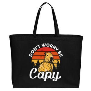 Sunset Dont Worry Be Capy Cute Capybara Cotton Canvas Jumbo Tote