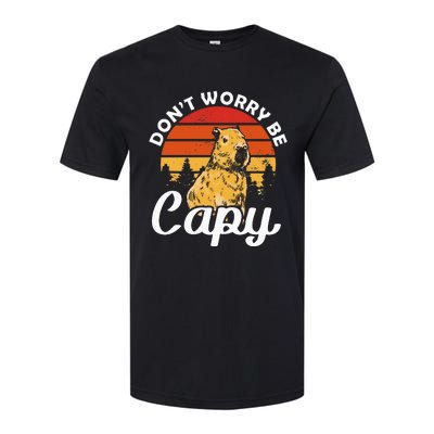 Sunset Dont Worry Be Capy Cute Capybara Softstyle CVC T-Shirt