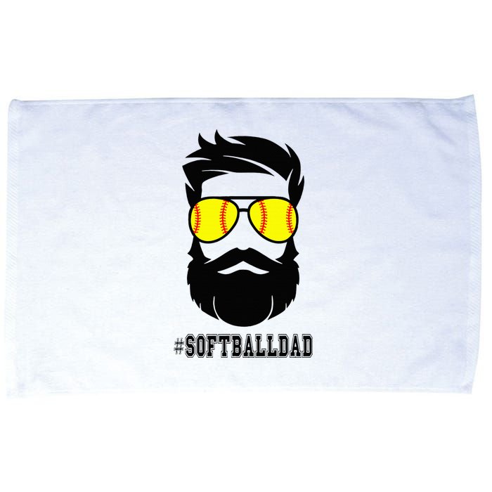 Softball Dad With Beard And Cool Sunglasses Microfiber Hand Towel