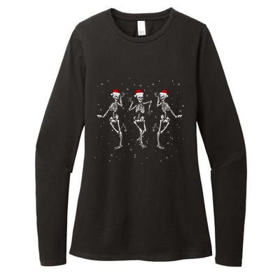 Skeletons Dancing With Xmas Hats Funny Christmas Skeleton Great Gift Womens CVC Long Sleeve Shirt