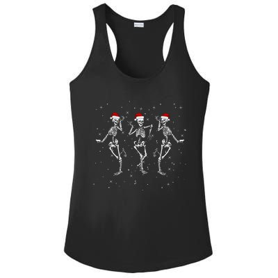 Skeletons Dancing With Xmas Hats Funny Christmas Skeleton Great Gift Ladies PosiCharge Competitor Racerback Tank