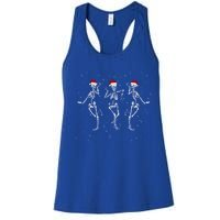 Skeletons Dancing With Xmas Hats Funny Christmas Skeleton Great Gift Women's Racerback Tank