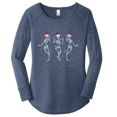 Skeletons Dancing With Xmas Hats Funny Christmas Skeleton Great Gift Women's Perfect Tri Tunic Long Sleeve Shirt