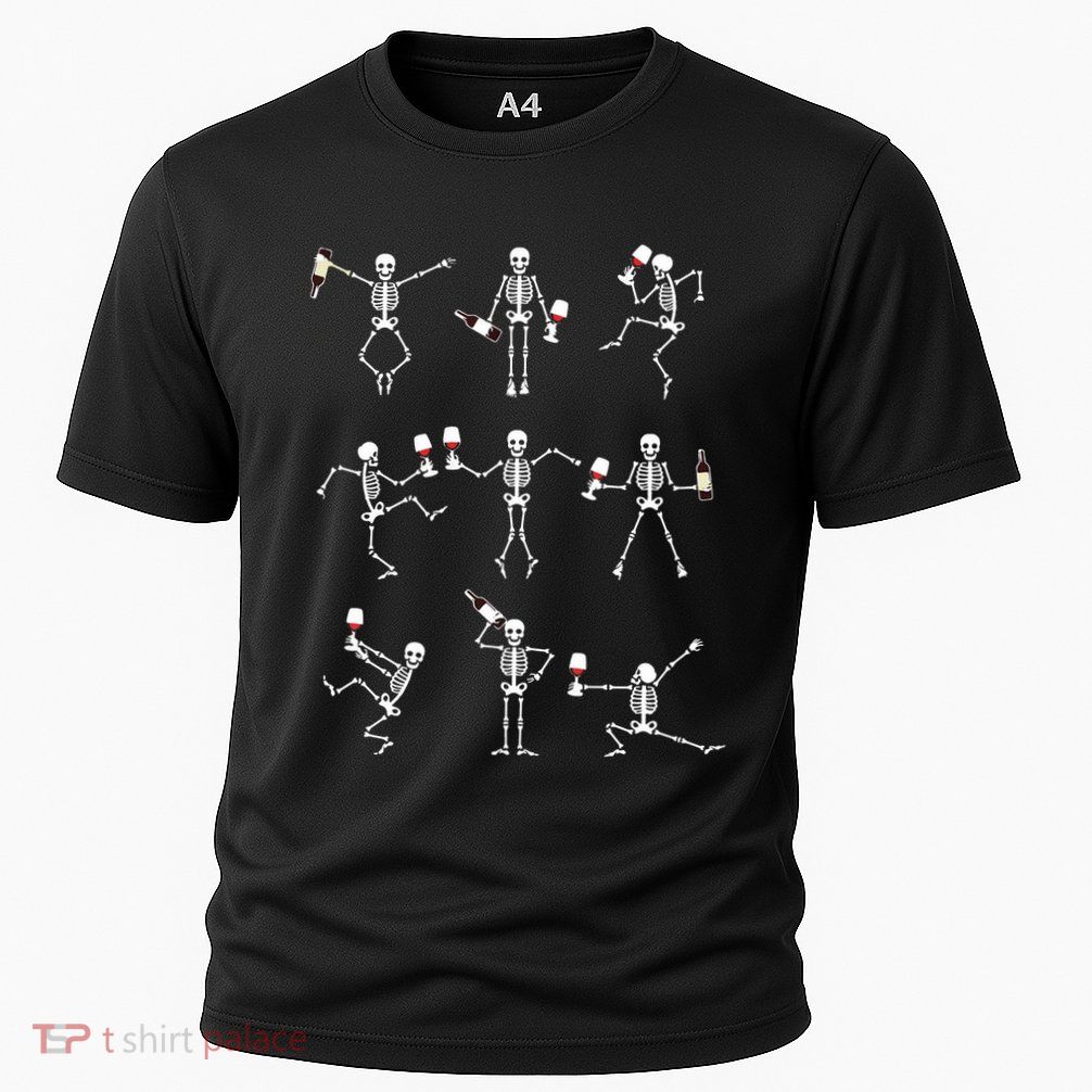 Skeleton Dancing With Hallo Wine Halloween Party Performance Shirt