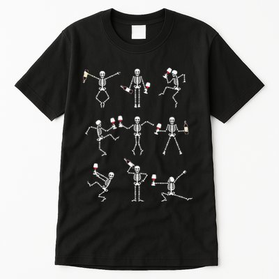 Skeleton Dancing With Hallo Wine Halloween Party Tall T-Shirt