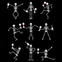 Skeleton Dancing With Hallo Wine Halloween Party Sustainable Bucket Hat