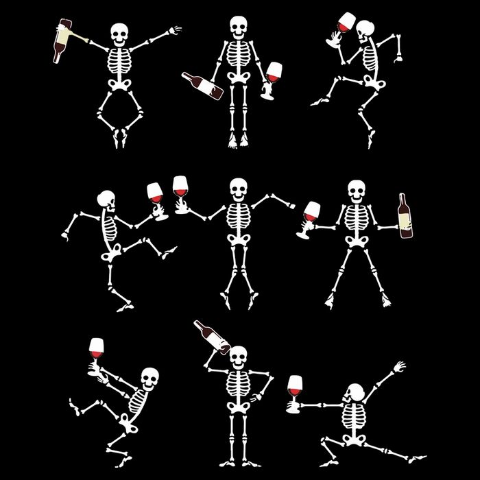 Skeleton Dancing With Hallo Wine Halloween Party Sustainable Bucket Hat