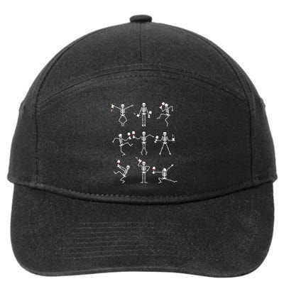 Skeleton Dancing With Hallo Wine Halloween Party 7-Panel Snapback Hat