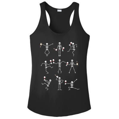 Skeleton Dancing With Hallo Wine Halloween Party Ladies PosiCharge Competitor Racerback Tank