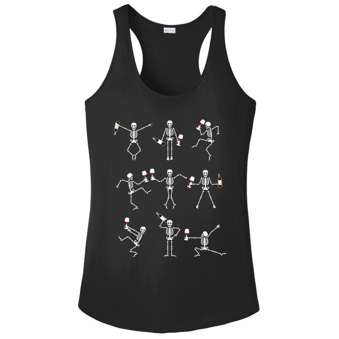 Skeleton Dancing With Hallo Wine Halloween Party Ladies PosiCharge Competitor Racerback Tank