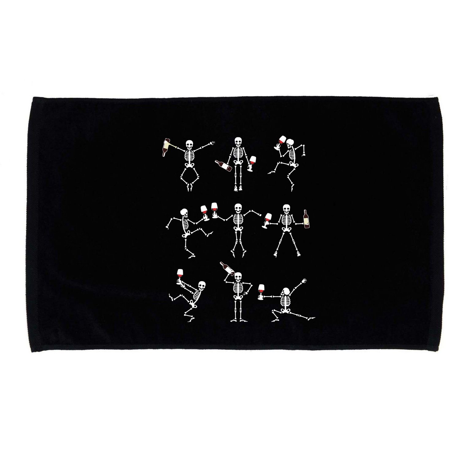 Skeleton Dancing With Hallo Wine Halloween Party Microfiber Hand Towel