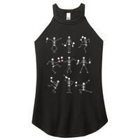 Skeleton Dancing With Hallo Wine Halloween Party Women’s Perfect Tri Rocker Tank