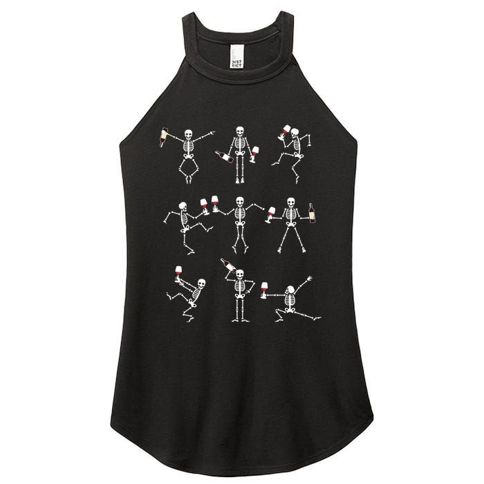 Skeleton Dancing With Hallo Wine Halloween Party Women’s Perfect Tri Rocker Tank